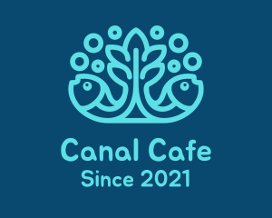 Blue Fish Coral Reef logo design