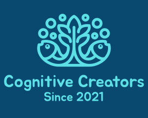 Blue Fish Coral Reef logo design