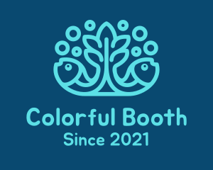 Blue Fish Coral Reef logo design