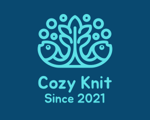 Blue Fish Coral Reef logo design