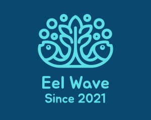 Blue Fish Coral Reef logo design