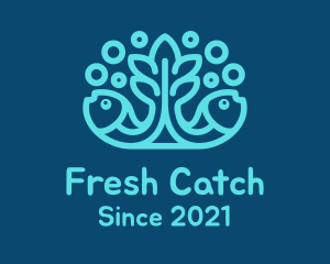 Blue Fish Coral Reef logo design