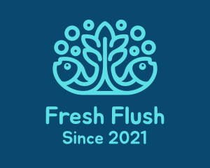 Blue Fish Coral Reef logo design