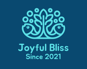 Blue Fish Coral Reef logo design