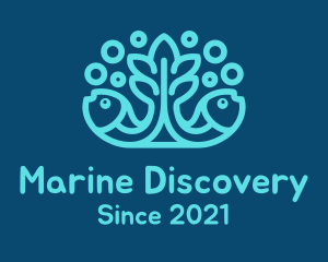 Blue Fish Coral Reef logo design