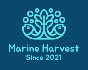 Blue Fish Coral Reef logo design