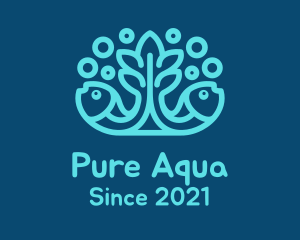 Blue Fish Coral Reef logo design