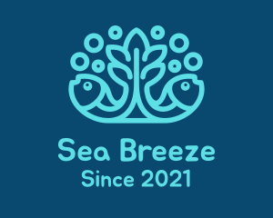 Blue Fish Coral Reef logo design