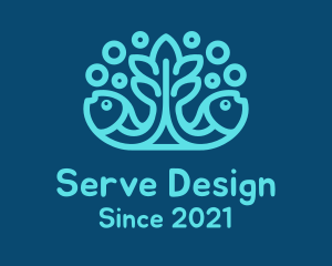 Blue Fish Coral Reef logo design