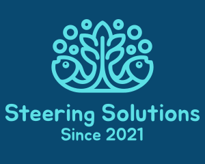 Blue Fish Coral Reef logo design