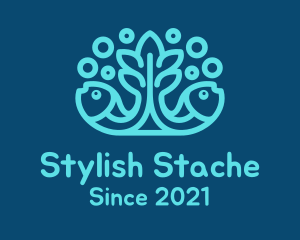 Blue Fish Coral Reef logo design