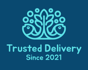 Blue Fish Coral Reef logo design