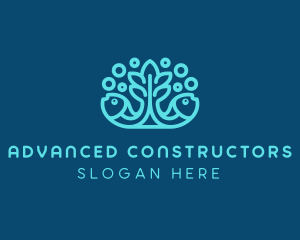 Blue Fish Coral Reef logo design