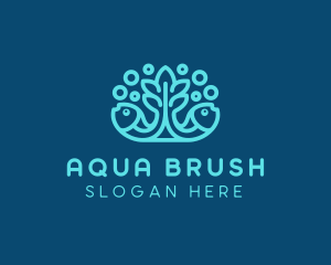 Blue Fish Coral Reef logo design