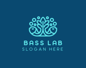 Blue Fish Coral Reef logo design