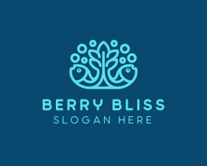 Blue Fish Coral Reef logo design