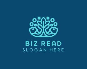 Blue Fish Coral Reef logo design