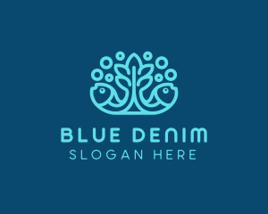 Blue Fish Coral Reef logo design