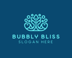 Blue Fish Coral Reef logo design