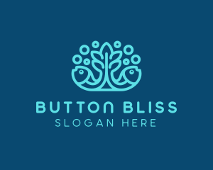 Blue Fish Coral Reef logo design