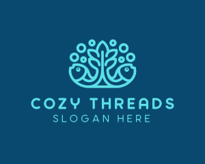 Blue Fish Coral Reef logo design