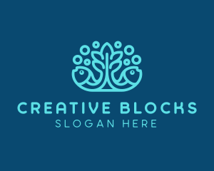 Blue Fish Coral Reef logo design