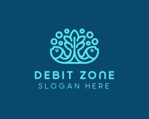 Blue Fish Coral Reef logo design