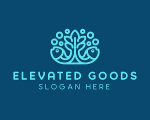 Blue Fish Coral Reef logo design