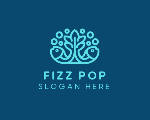 Blue Fish Coral Reef logo design