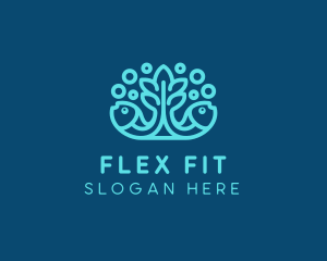 Blue Fish Coral Reef logo design