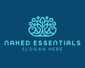 Blue Fish Coral Reef logo design