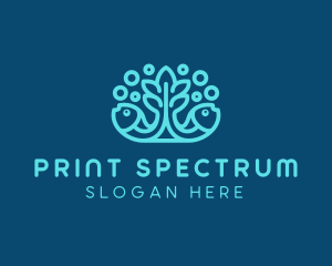 Blue Fish Coral Reef logo design