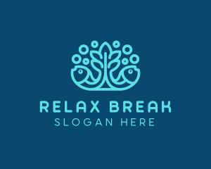 Blue Fish Coral Reef logo design