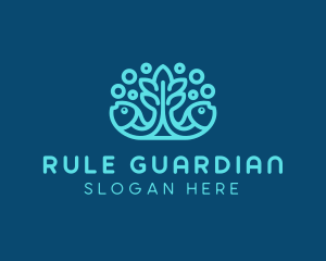 Blue Fish Coral Reef logo design