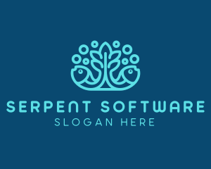 Blue Fish Coral Reef logo design