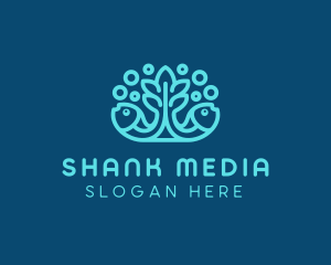 Blue Fish Coral Reef logo design