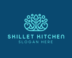 Blue Fish Coral Reef logo design