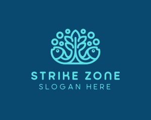 Blue Fish Coral Reef logo design