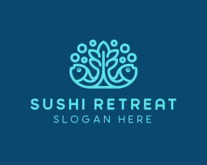 Blue Fish Coral Reef logo design