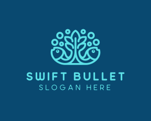 Blue Fish Coral Reef logo design