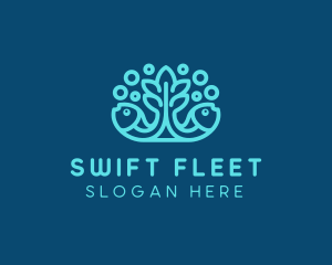 Blue Fish Coral Reef logo design