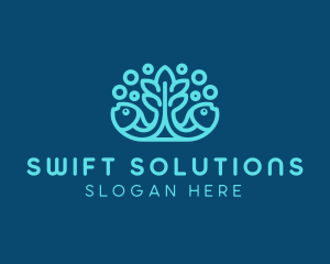 Blue Fish Coral Reef logo design