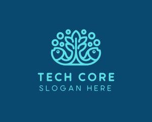 Blue Fish Coral Reef logo design