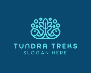 Blue Fish Coral Reef logo design