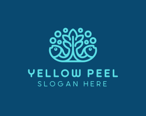 Blue Fish Coral Reef logo design