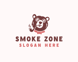 Pipe Smoking Bear logo design