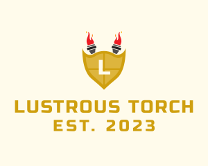 Medieval Torch Shield logo design