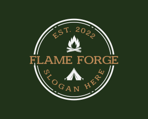 Campfire Tent Hiking logo design