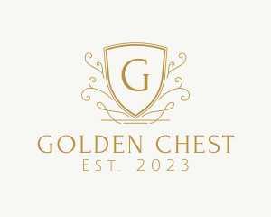 Golden Decorative Shield logo design