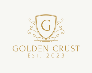 Golden Decorative Shield logo design